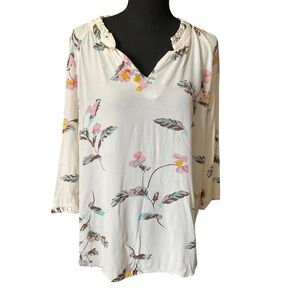 Joules Cream Relaxed Bib Collar Blouse